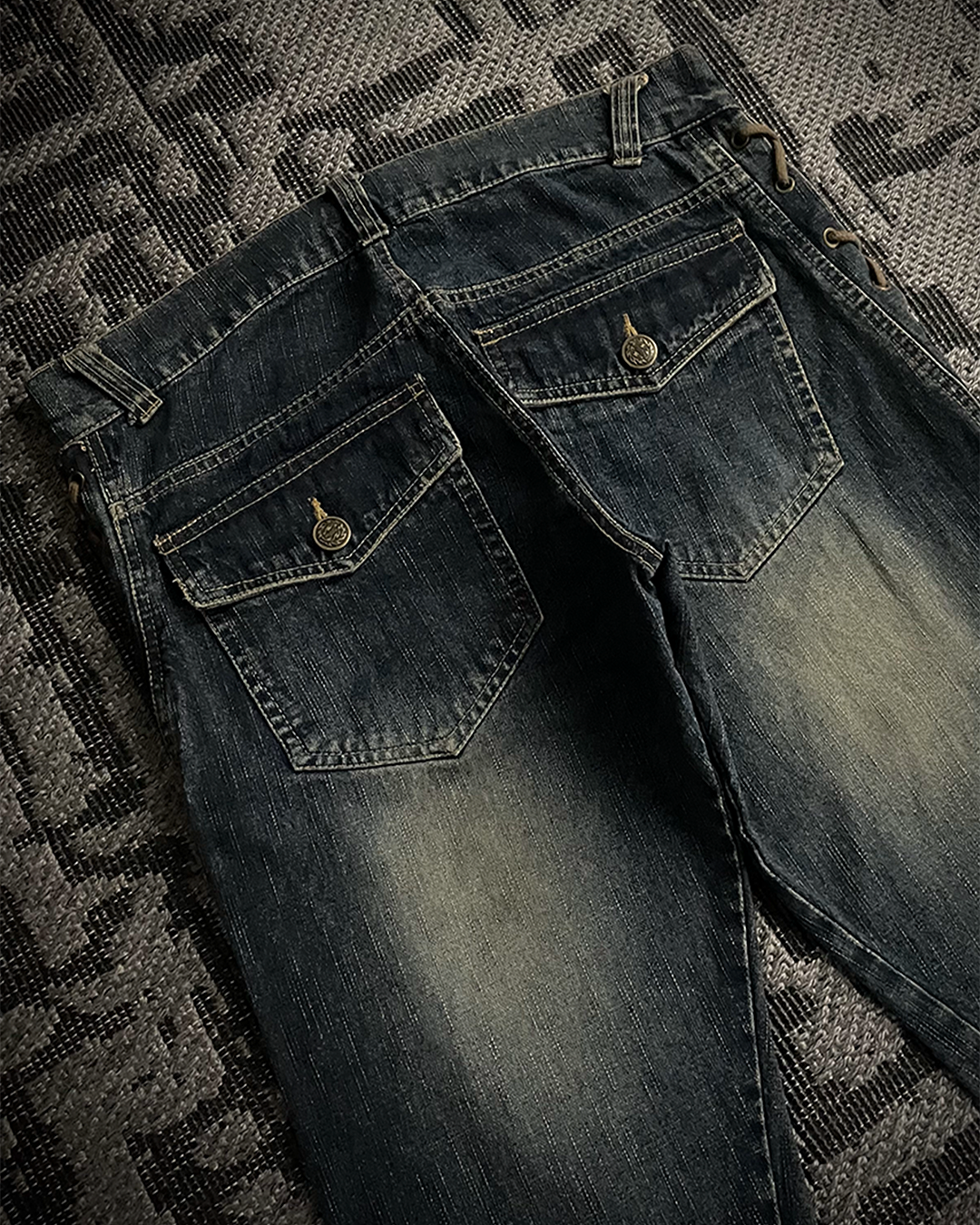 Cool Drive Striker Distressed Lace Up Flared Jeans