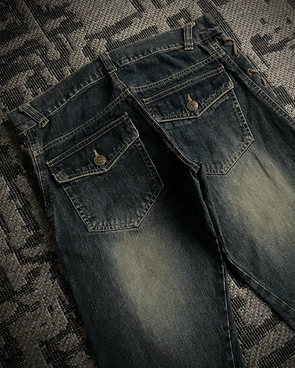 Cool Drive Striker Distressed Lace Up Flared Jeans