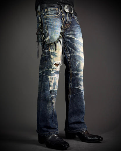 Tornado Mart Faded Distressed Boot Cut Jeans