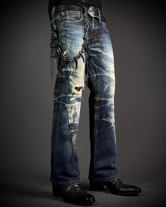 Tornado Mart Faded Distressed Boot Cut Jeans