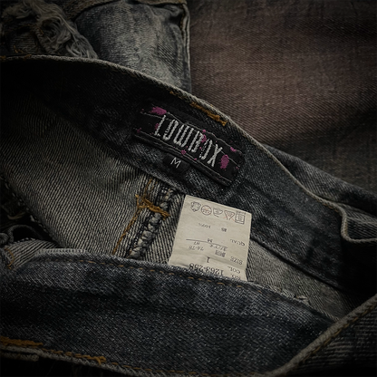 Lowbox Multi-pocket Distressed Flared Jeans