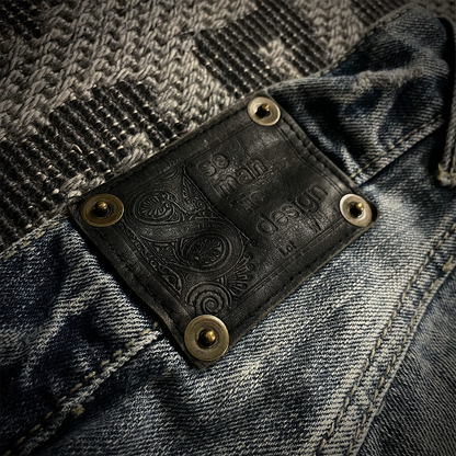 Semantic Design Thigh Lace-Up Spiral Cut Flared Jeans