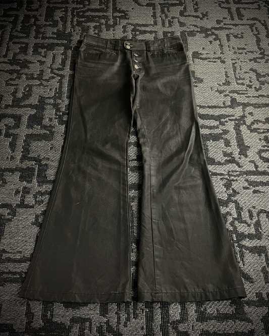 Tornado Mart Waxed Cotton Flared Pants