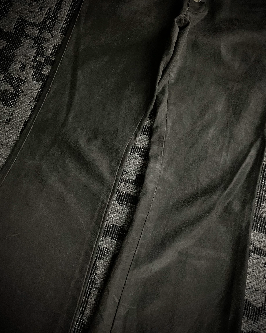Tornado Mart Waxed Cotton Flared Pants