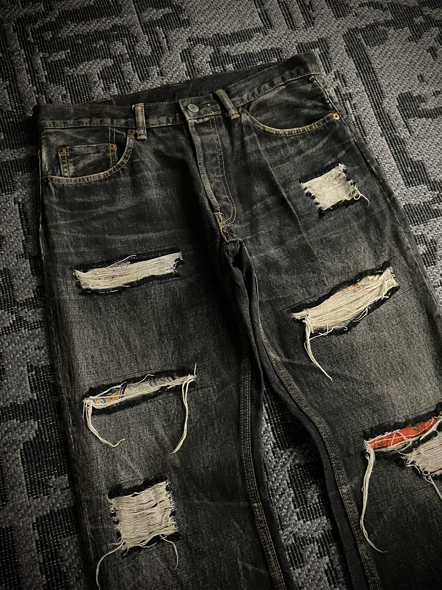 Y’s For Men Patchwork Distressed Flared Jeans
