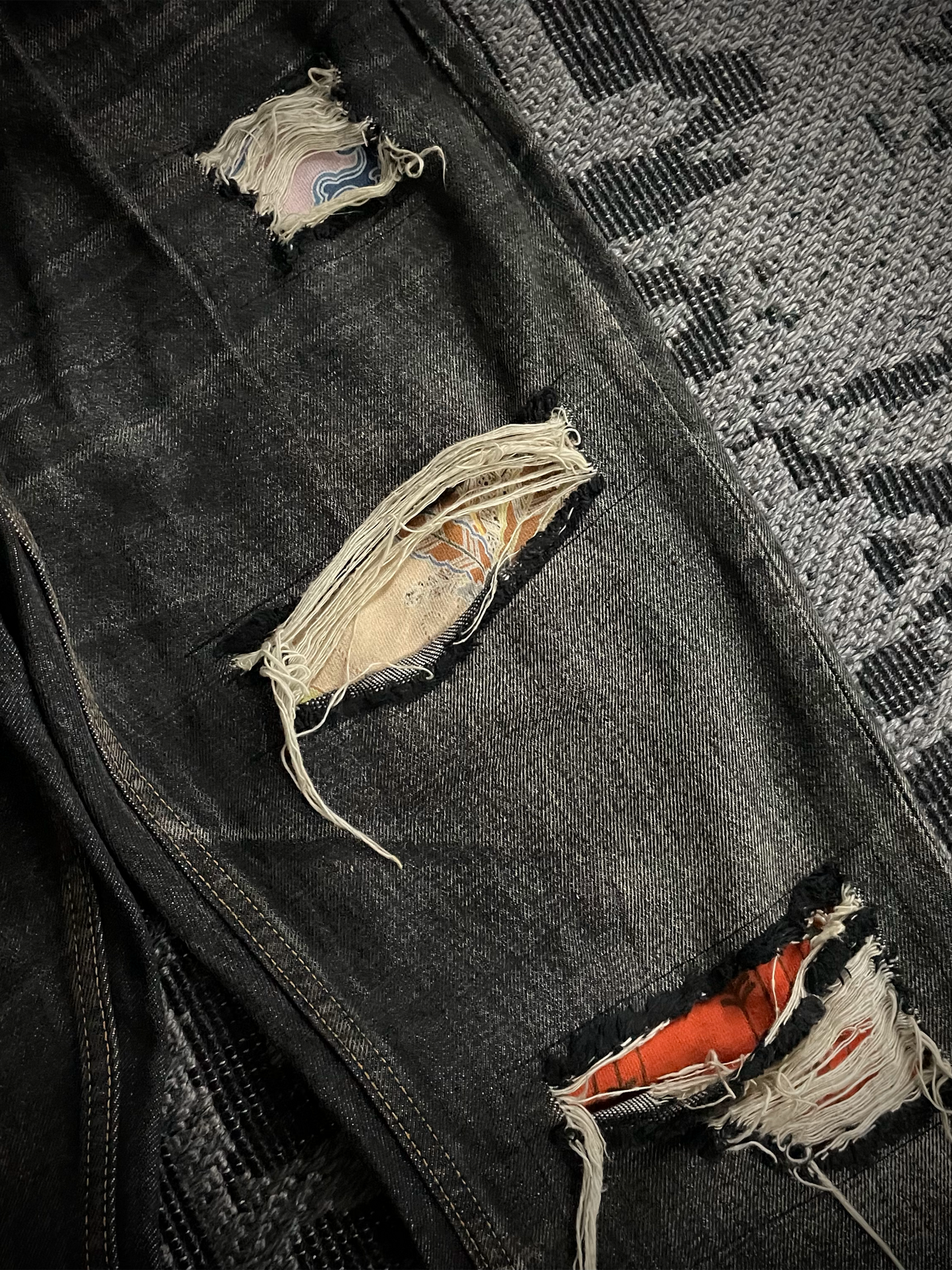 Y’s For Men Patchwork Distressed Flared Jeans