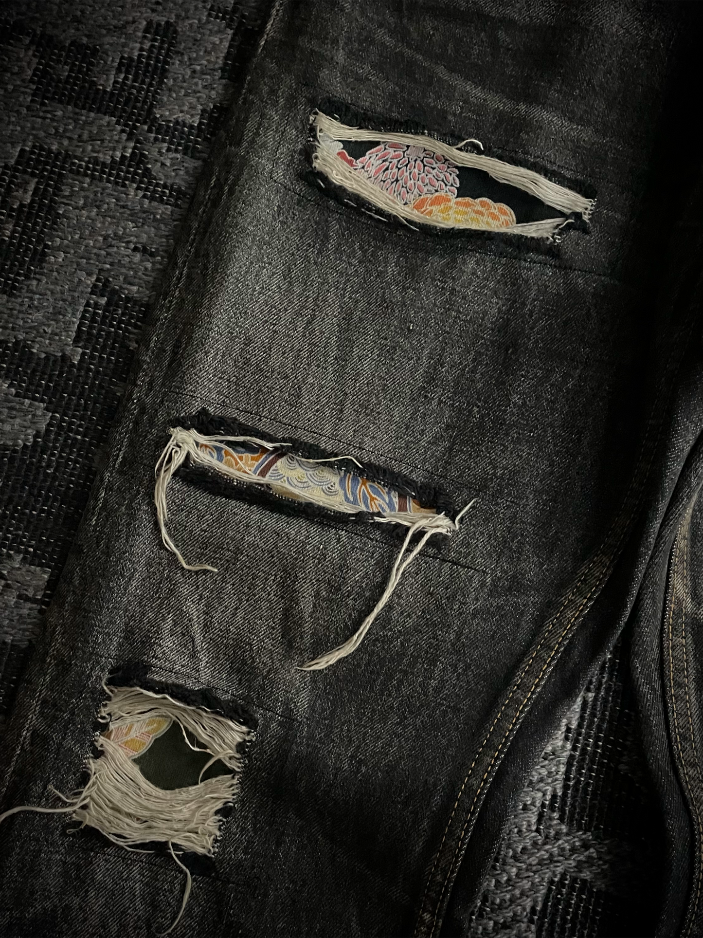 Y’s For Men Patchwork Distressed Flared Jeans