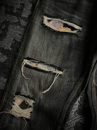 Y’s For Men Patchwork Distressed Flared Jeans