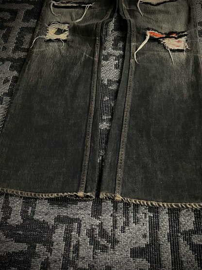 Y’s For Men Patchwork Distressed Flared Jeans