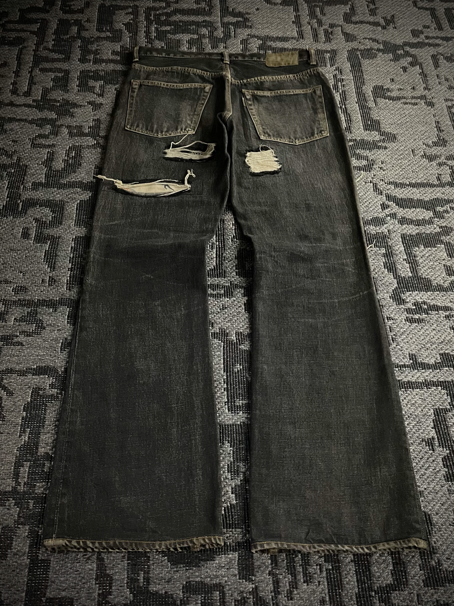 Y’s For Men Patchwork Distressed Flared Jeans