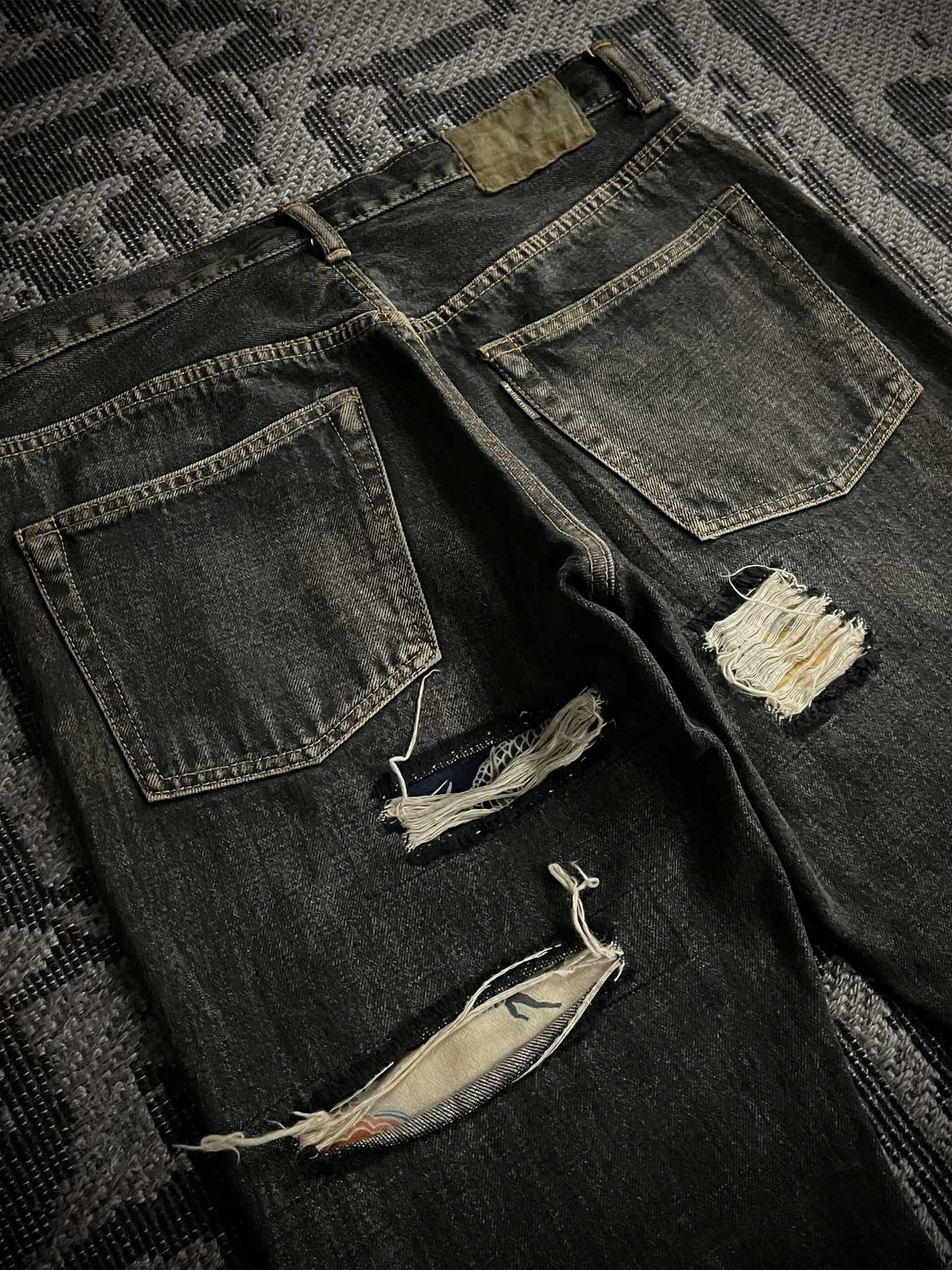 Y’s For Men Patchwork Distressed Flared Jeans