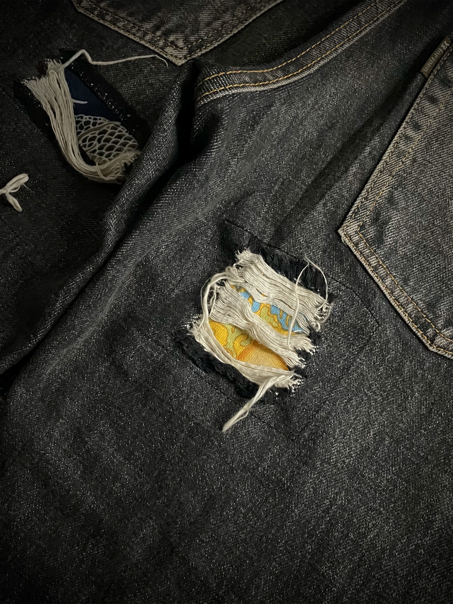 Y’s For Men Patchwork Distressed Flared Jeans