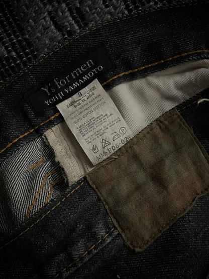 Y’s For Men Patchwork Distressed Flared Jeans
