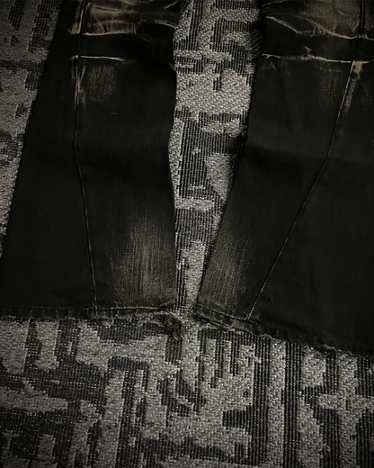 Tornado Mart Whiskered Spiral Black Flared Jeans