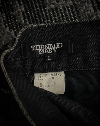 Tornado Mart Whiskered Spiral Black Flared Jeans