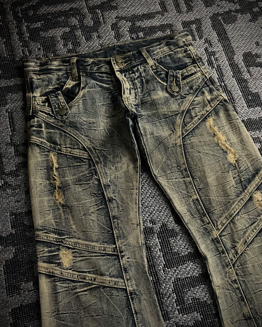 Tornado Mart Distressed Washed Flared Jeans