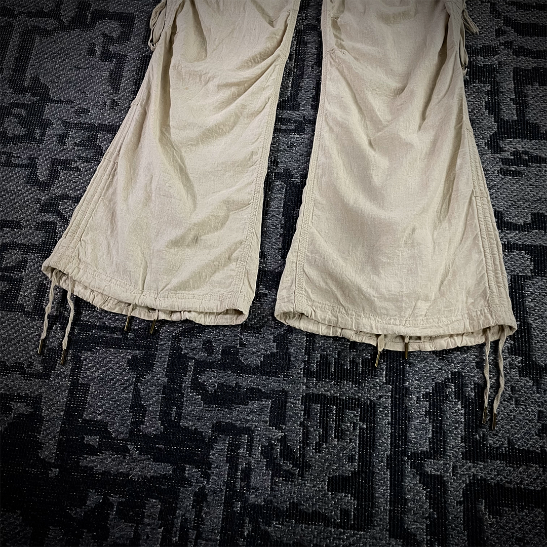 G.O.A Military Suspender Light Beige Flared Cargo Pants