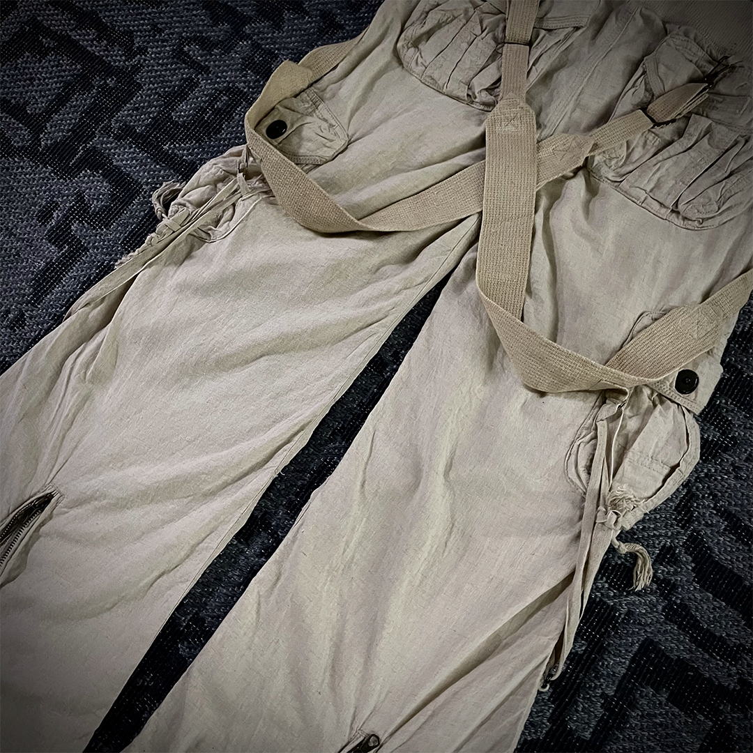 G.O.A Military Suspender Light Beige Flared Cargo Pants