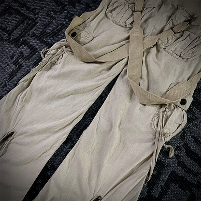 G.O.A Military Suspender Light Beige Flared Cargo Pants