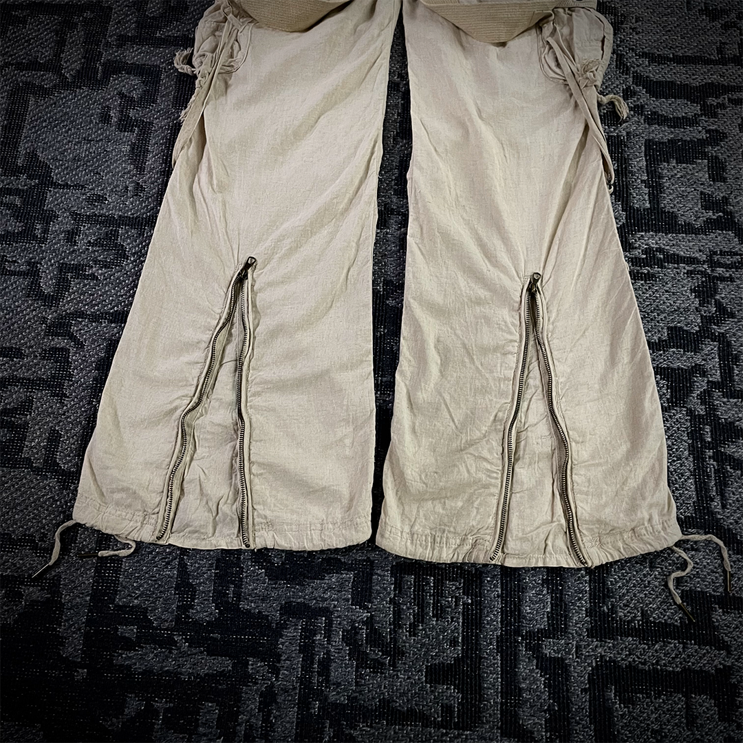 G.O.A Military Suspender Light Beige Flared Cargo Pants