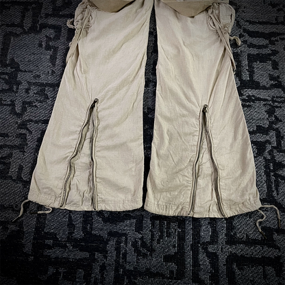 G.O.A Military Suspender Light Beige Flared Cargo Pants
