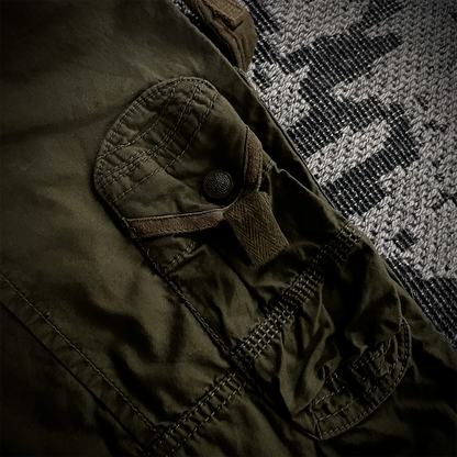 G.O.A Military Suspender Olive Green Flared Cargo Pants