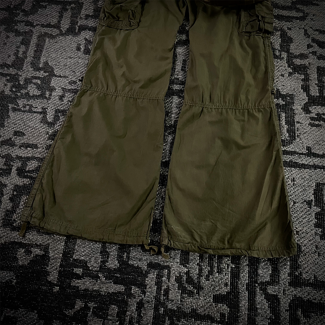 G.O.A Military Suspender Olive Green Flared Cargo Pants