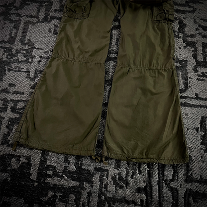 G.O.A Military Suspender Olive Green Flared Cargo Pants
