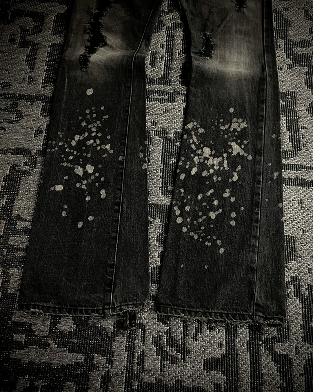 Fuga Distressed Black Faded Bootcut Jeans