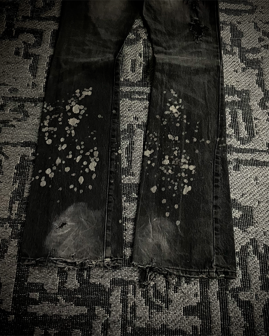 Fuga Distressed Black Faded Bootcut Jeans