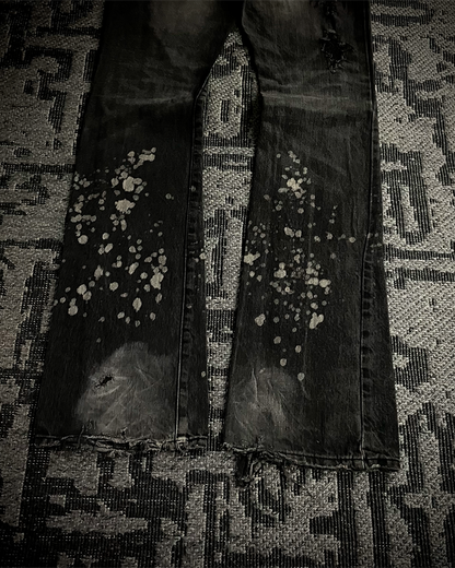 Fuga Distressed Black Faded Bootcut Jeans