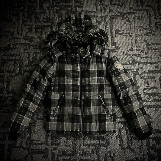 Midas Flannel Glitter Fur Puffer Down Jacket