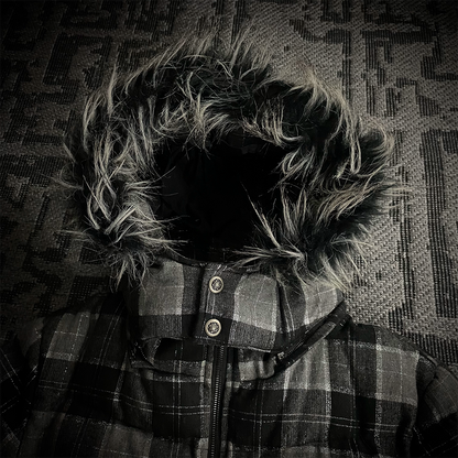 Midas Flannel Glitter Fur Puffer Down Jacket