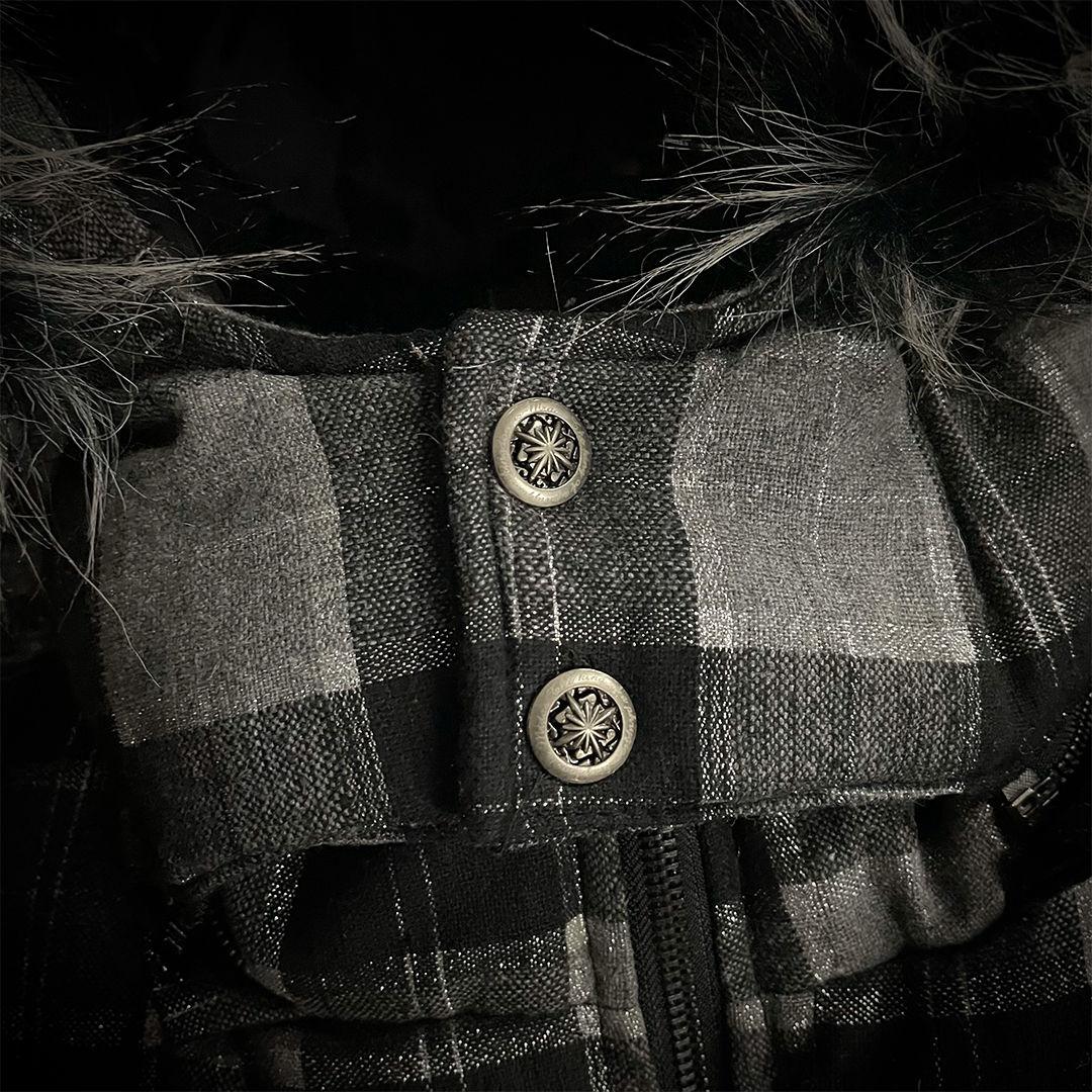 Midas Flannel Glitter Fur Puffer Down Jacket