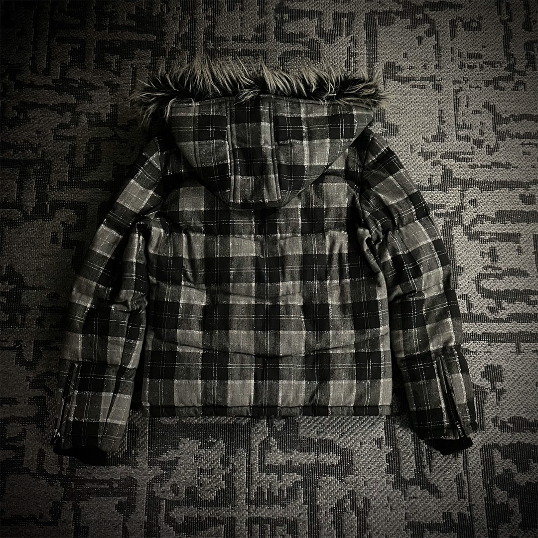 Midas Flannel Glitter Fur Puffer Down Jacket