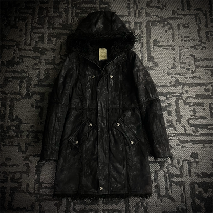 Midas Faux Fur Waxed Long Coat