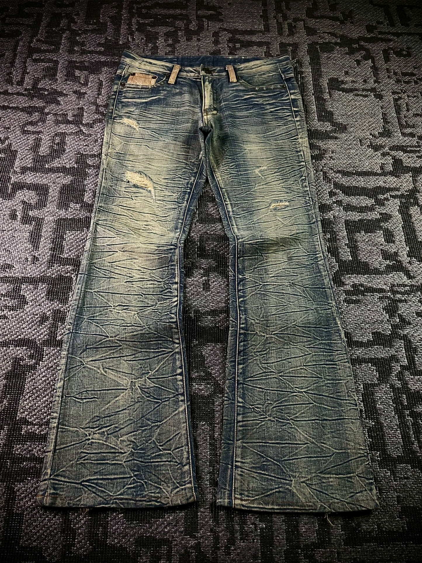 Agate label Mud Wash Python Flared Jeans