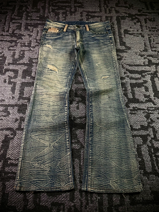 Agate label Mud Wash Python Flared Jeans