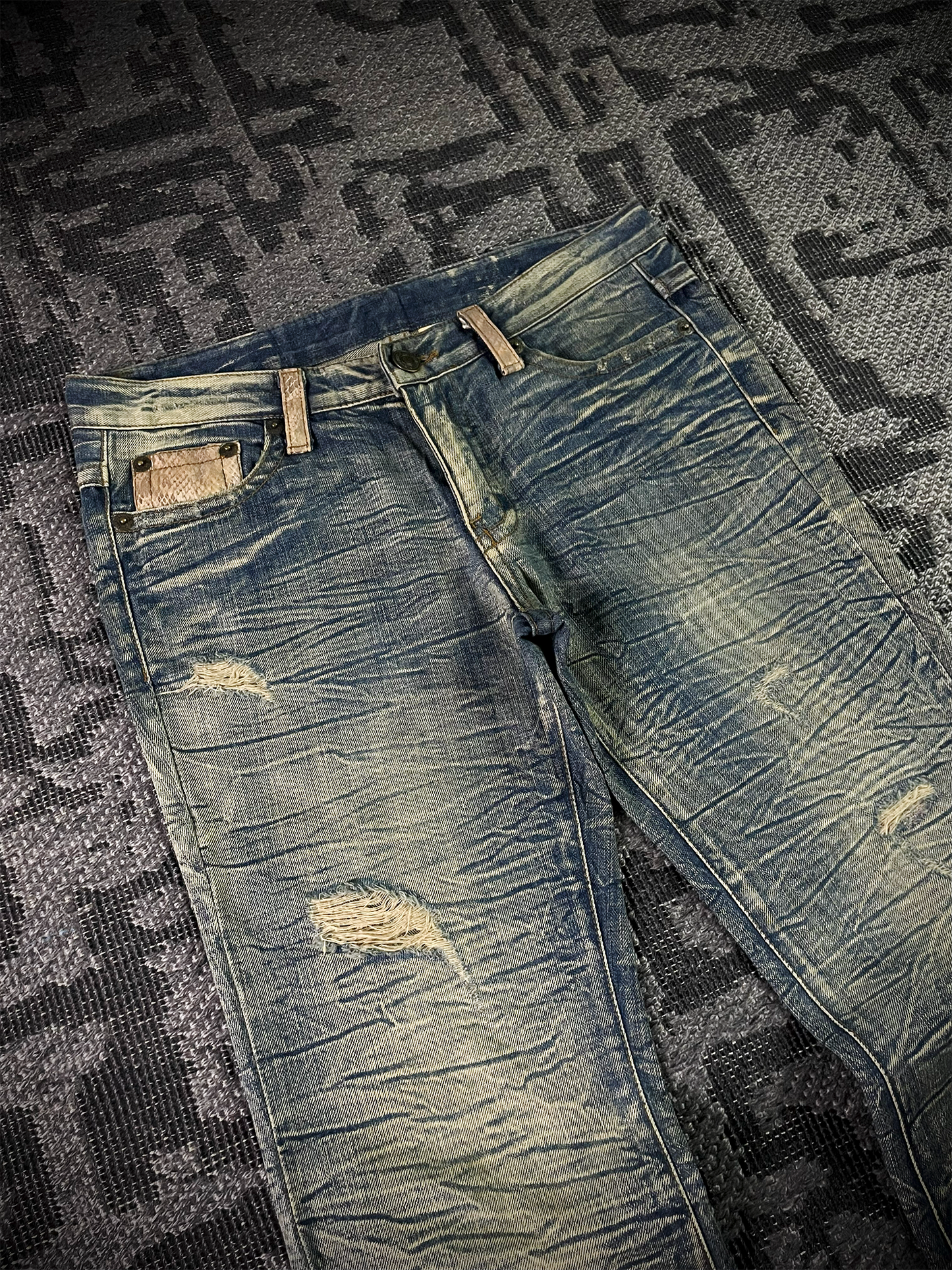 Agate label Mud Wash Python Flared Jeans