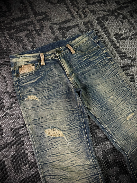 Agate label Mud Wash Python Flared Jeans