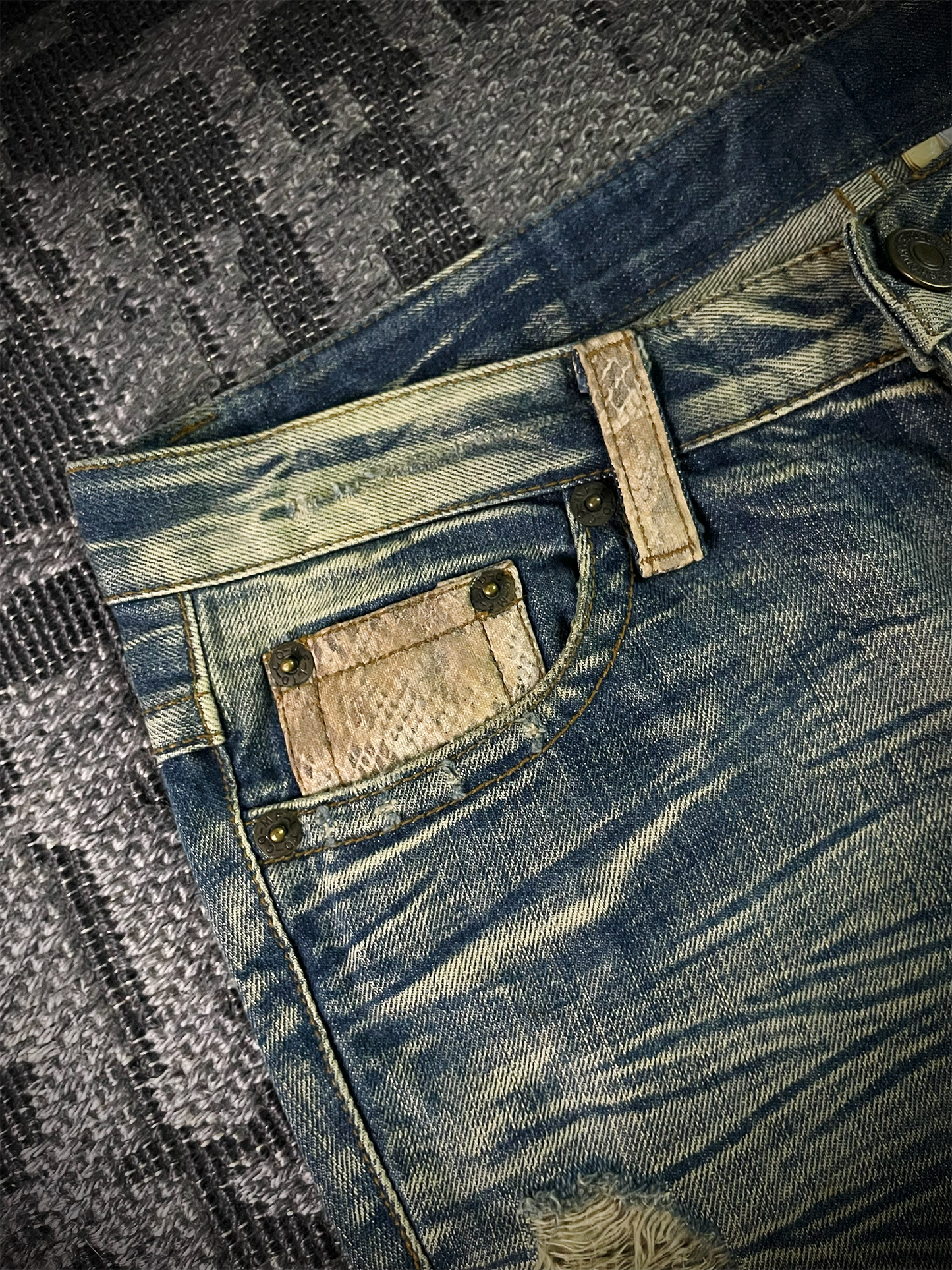 Agate label Mud Wash Python Flared Jeans