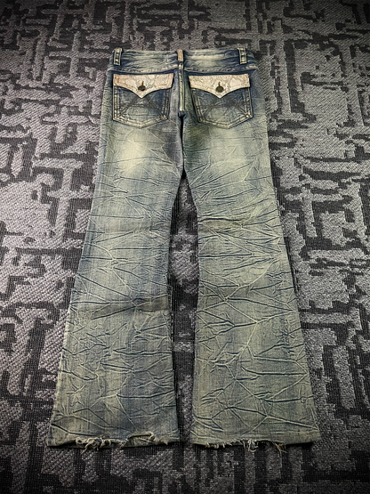 Agate label Mud Wash Python Flared Jeans
