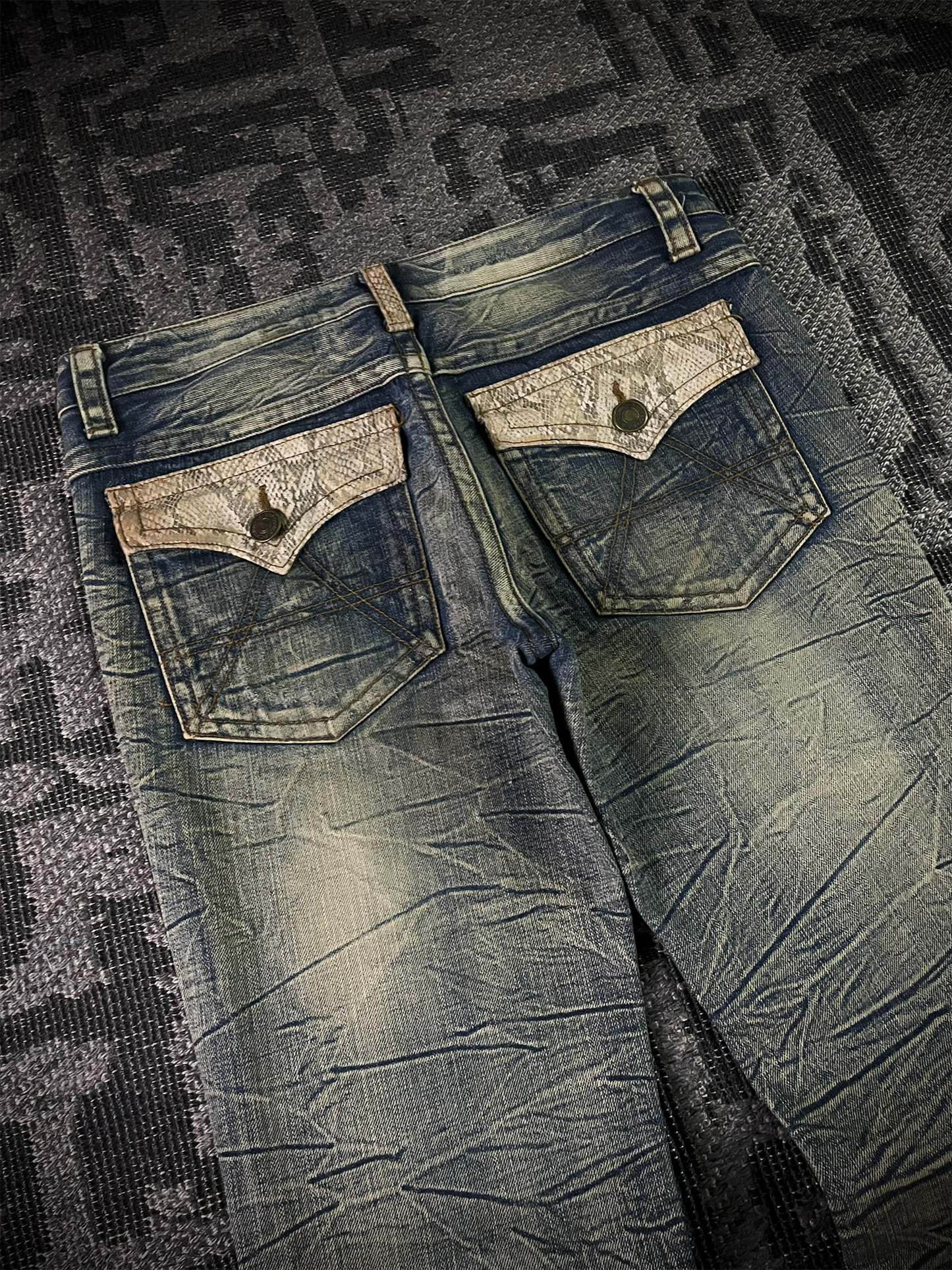 Agate label Mud Wash Python Flared Jeans