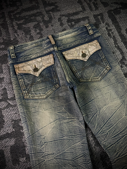 Agate label Mud Wash Python Flared Jeans