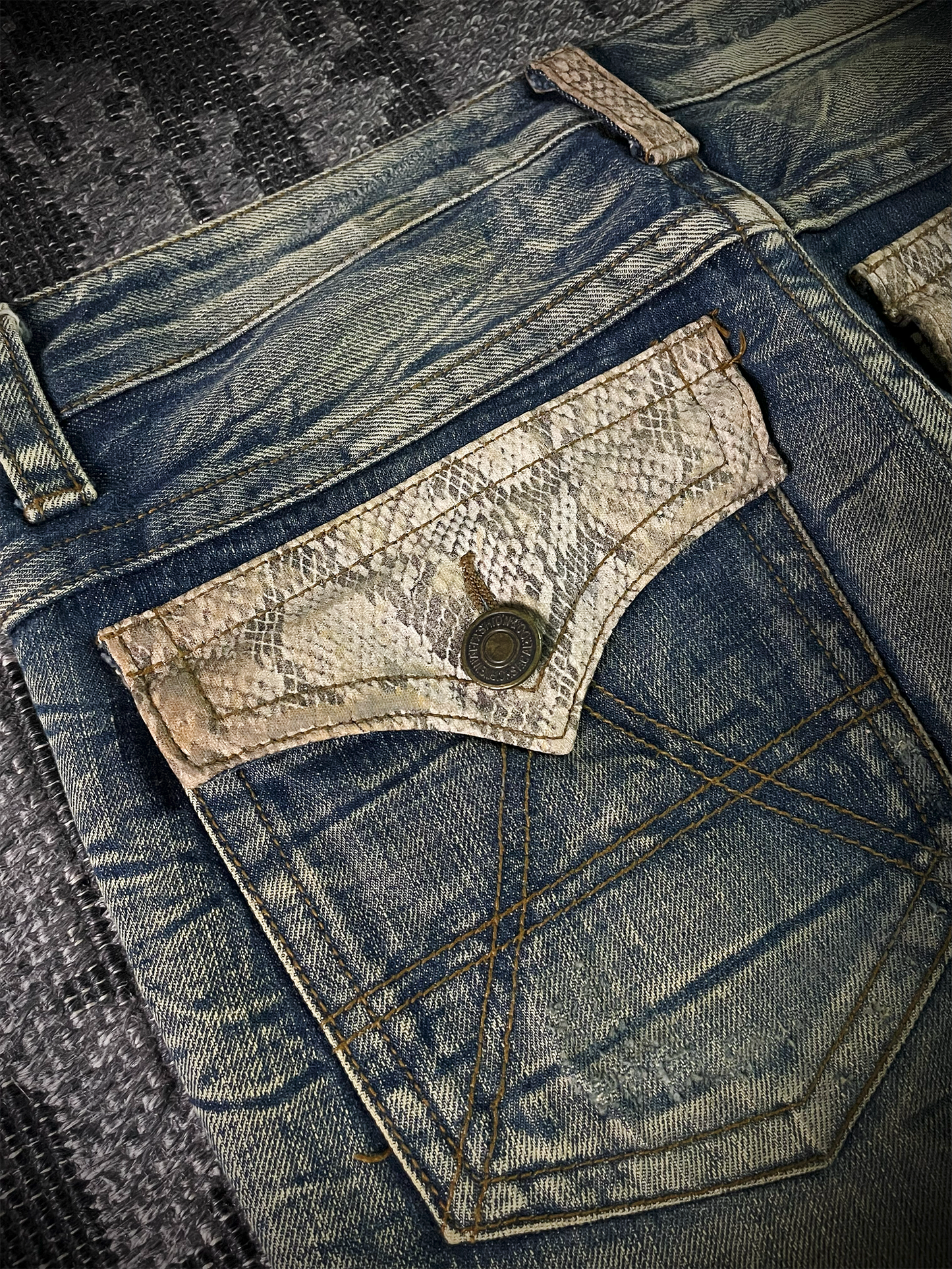 Agate label Mud Wash Python Flared Jeans