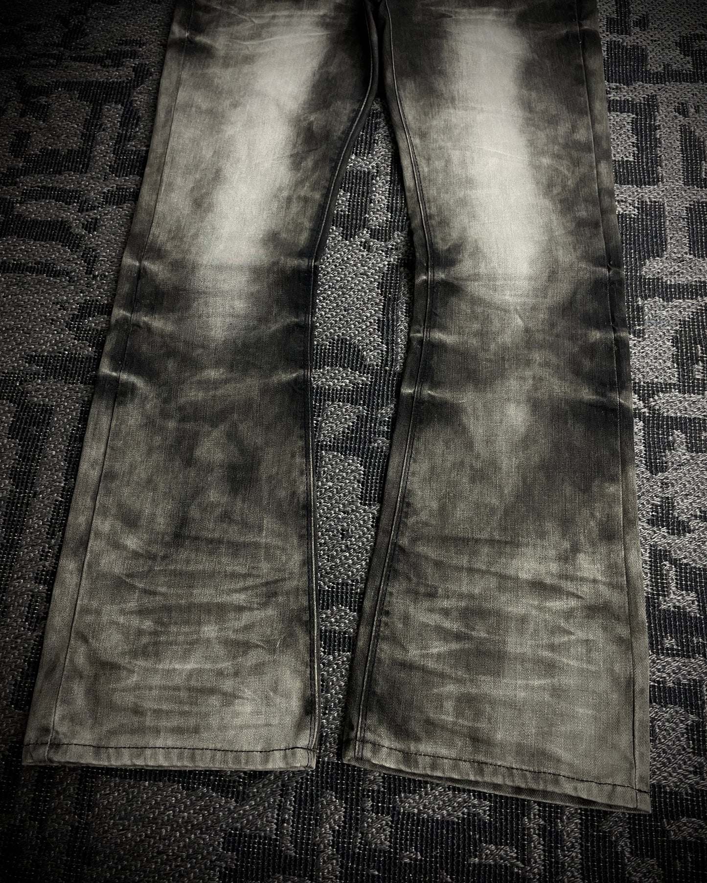 Black Crown Acid Wash Boot Cut Jeans