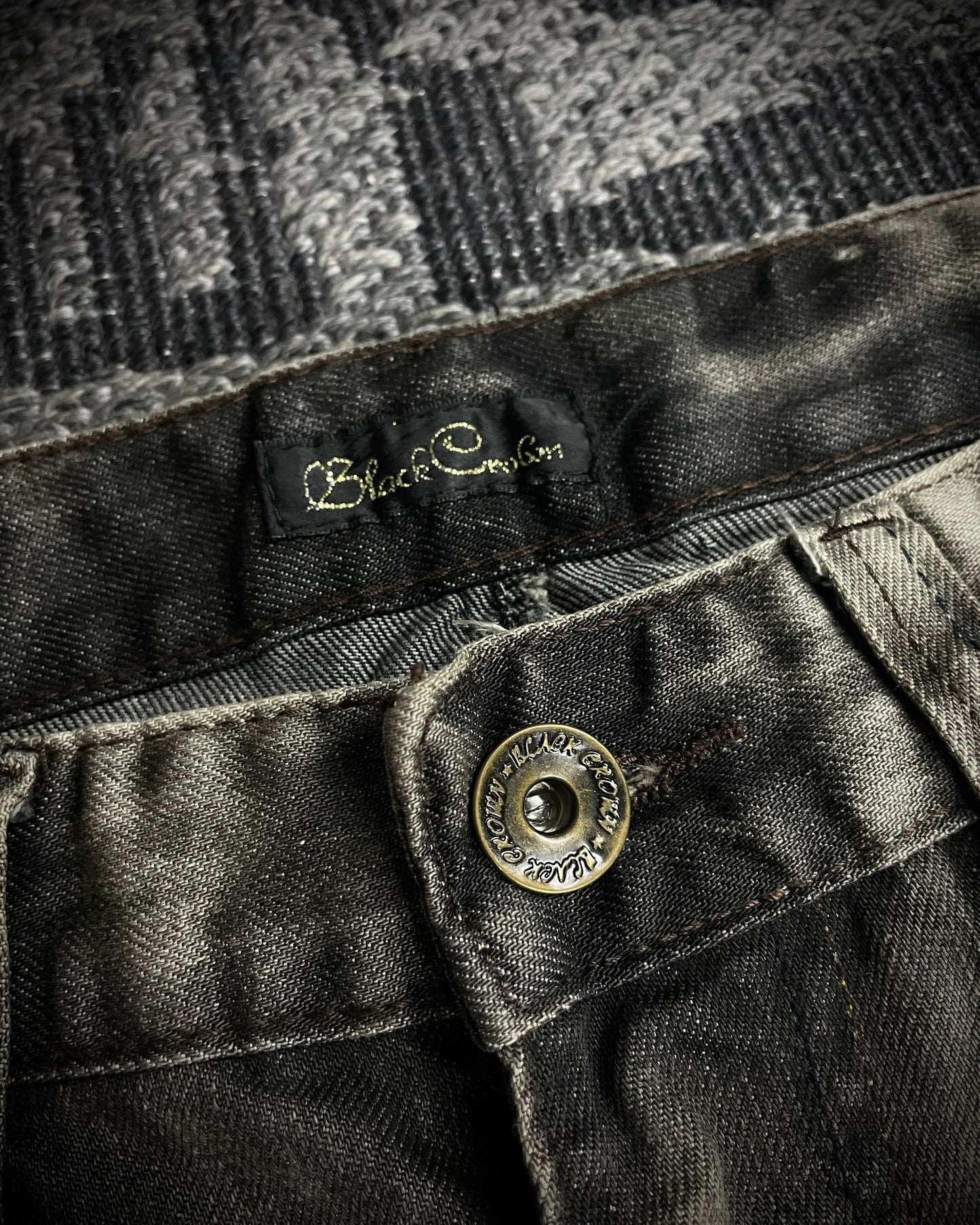 Black Crown Acid Wash Boot Cut Jeans