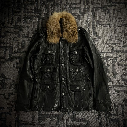 Different Rupert Multi Pocket Fur Goat Leather Jacket