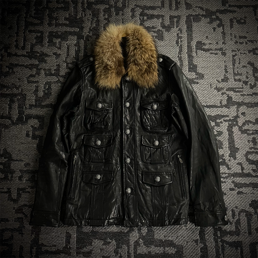 Different Rupert Multi Pocket Fur Goat Leather Jacket