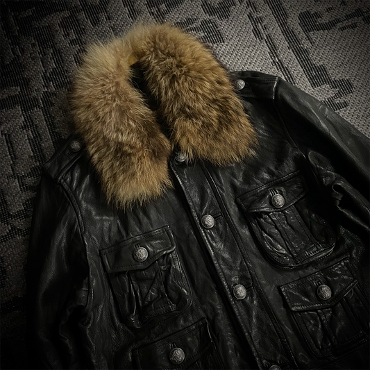 Different Rupert Multi Pocket Fur Goat Leather Jacket